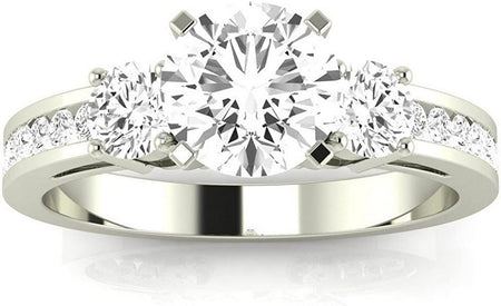 1.05 Carat T.W. round Channel Set 3 Three Stone Diamond Engagement Ring K VS1-VS2 Clarity Center Stones.