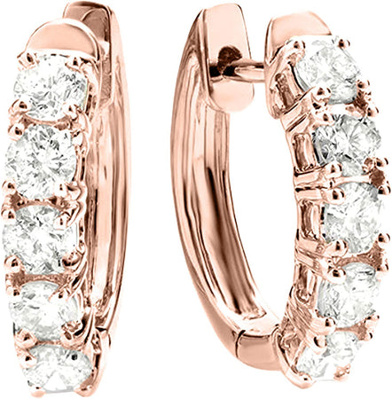 1-5 Carat Huggies Hoop Diamond Earrings 14K Gold Value Collection