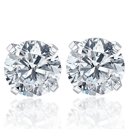 1 Carat Solitaire Diamond Stud Earrings round Brilliant Shape 4 Prong Push Back (L-M Color, I1-I2 Clarity)