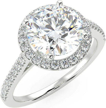 1 Carat T.W. round Classic Halo Style Pave Set round Shape Diamond Engagement Ring H-I I2 Clarity Center Stones.