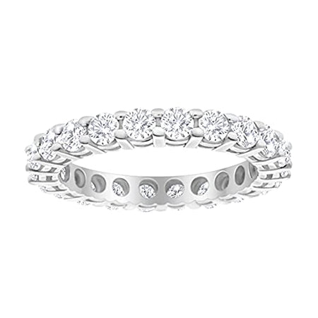 1 Carat (Ctw) 14K White Gold round Diamond Ladies Eternity Wedding Anniversary Stackable Ring Band Premium Collection