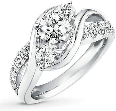 1 Carat (Ctw) Moissanite Engagement Rings for Women 10K 14K 18K White Gold Rings Moissanite Rings