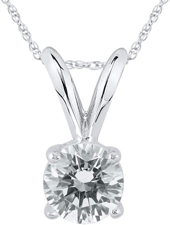 Diamond Solitaire Pendant in 14K White Gold (1/4 Carat - 1/2 Carat)
