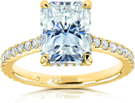 Radiant-Cut Moissanite Engagement Ring 3 1/10 CTW 14K Yellow Gold (DEF/VS, GH/I)
