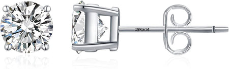 Certified Moissanite Stud Earrings Diamond Earrings 925 Sterling Silver Gift for Women Wife Girlfriend Mom Daughter Sisters Men 18K Gold Earrings Gifts for Her on Birthday Anniversary Christmas New Year Valentines' Day Mother'S Day Wedding(1Ct, 2Ct)