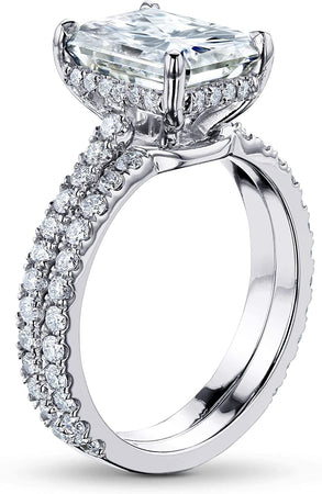 3-2/5Ct.Tw Radiant Moissanite Drop Halo Bridal Set (DEF/VS)