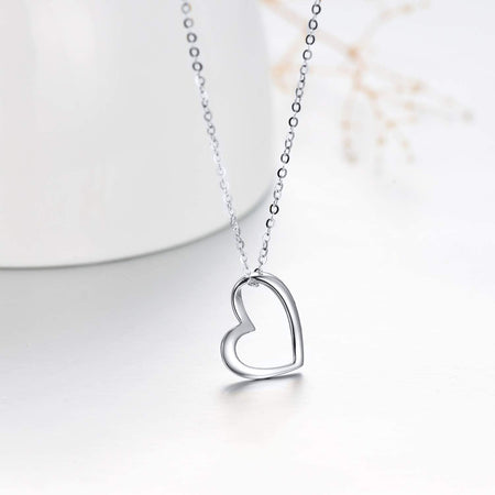 Solid 14K Gold Heart Necklace for Women, Fine Gold Love Jewelry Gifts for Wife/Mother/Girlfriend, Birthday Pesent for Her, 16+2 Inch