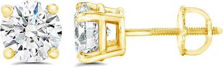 AGS Certified (Near Colorless SI2-I1) 1/5Ct TW to 2.00Ct TW Natural Diamond Stud Earrings Set in 14K Gold with Screw Back