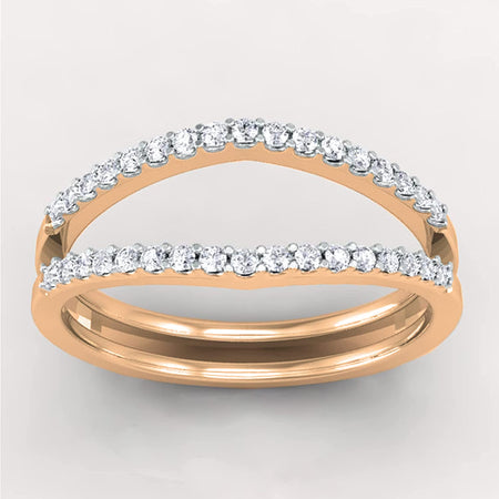 round White Diamond Enhancer Guard Wedding Band for Women 1/4 CT (0.25 Ctw, Color I-J, Clarity I1-I2) in 14K Gold