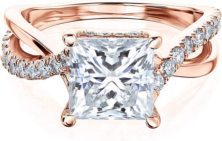 Ribbon Bypass Forever One Princess Moissanite Engagement Ring