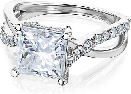 Ribbon Bypass Forever One Princess Moissanite Engagement Ring