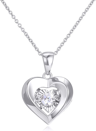 18K Gold Heart Jewelry Necklace for Women, Solid Gold Chain and Pendant Necklace for Her, Anniversary Jewelry Present for Wife, Gifts for Mother,18"