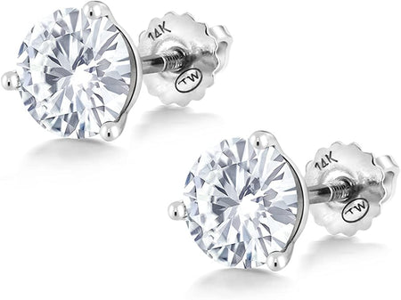 14K Gold Martini Stud Earrings Set round Forever Classic Faint Color 1.60Cttw 6Mm Created Moissanite from Charles & Colvard