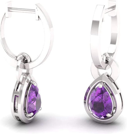 Natural and Certified Gemstone Drop Earrings in 14K White Gold | 0.64 Carat Earrings for Women