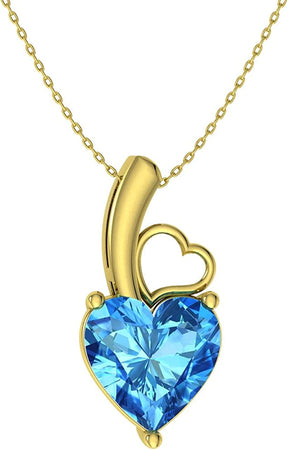 Natural and Certified Heart Cut Gemstone Solitaire Petite Necklace in 14K White Gold | 0.32 Carat Pendant with Chain