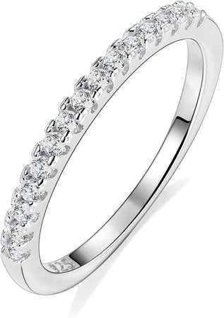 Moissanite Wedding Band for Women D Color VVS1 Engagement Rings Stackable Anniversary Promise Statement Ring