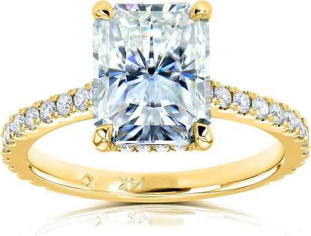 Radiant-Cut Moissanite Engagement Ring 3 1/10 CTW 14K Yellow Gold