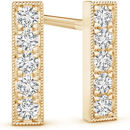 Lab Grown Diamond Linear Bar Stud Earrings in 14K Solid Gold/Silver (H Color, SI2 Clarity)