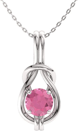 Natural and Certified Gemstone Infinity Knot Solitaire Necklace in 14K White Gold | 0.37 Carat Pendant with Chain