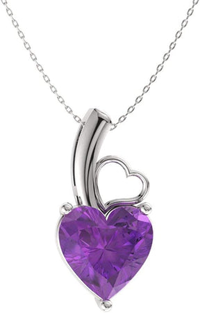 Natural and Certified Heart Cut Gemstone Solitaire Petite Necklace in 14K White Gold | 0.32 Carat Pendant with Chain
