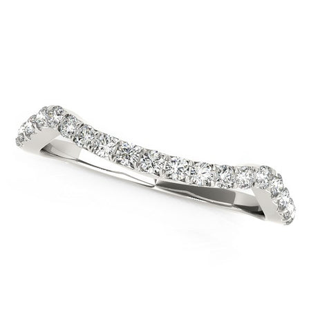 (1/5 cttw) Modern Curvy Design Diamond Wedding Band - 14k White Gold