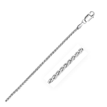 2.1mm Round Wheat Chain - 14k White Gold