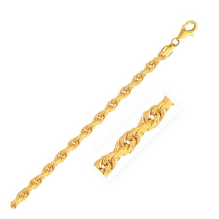 4.0mm Solid Diamond Cut Rope Chain - 14k Yellow Gold