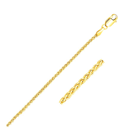 2.1mm Round Wheat Chain - 14k Yellow Gold