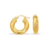 14k Yellow Gold Fancy Twist Hoop Earrings (7/8 inch Diameter)