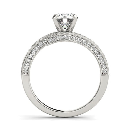 (1 1/2 cttw) Round Diamond Bypass Style Engagement Ring - 14k White Gold