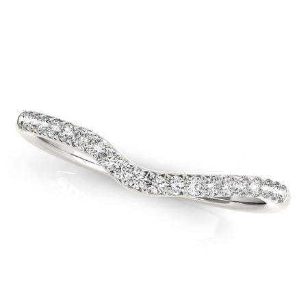 (1/4 cttw) Curved Pave Diamond Wedding Ring - 14k White Gold