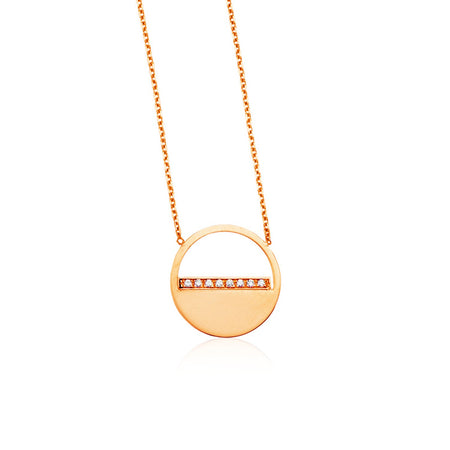 Circle Necklace W/ Diamonds - 14k Rose Gold