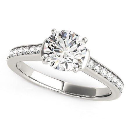(1 1/8 cttw) Round Diamond Engagement Ring Band Stones - 14k White Gold