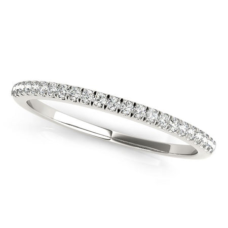 (1/8 cttw) Diamond Pave Set Wedding Band - 14k White Gold