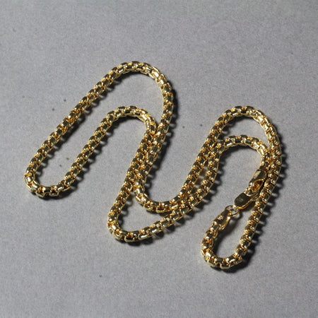 3.4mm Round Box Chain - 14k Yellow Gold