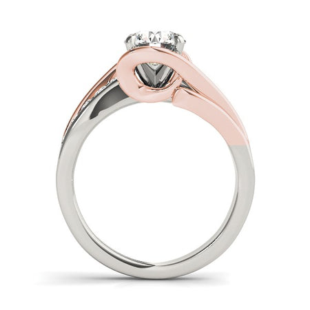 (1 1/8 cttw) Bypass Shank Diamond Engagement Ring - 14k White And Rose Gold