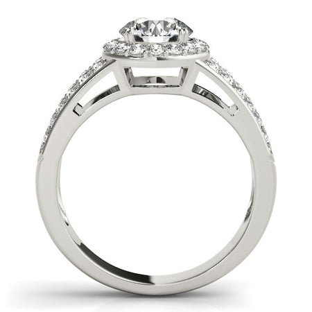 (1 1/2 cttw) Round Split Shank Style Diamond Engagement Ring - 14k White Gold