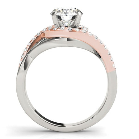 (1 1/4 cttw) Bypass Diamond Engagement Ring - 14k White And Rose Gold