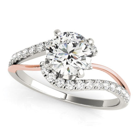 (1 1/3 cttw) Bypass Shank Diamond Engagement Ring - 14k White And Rose Gold