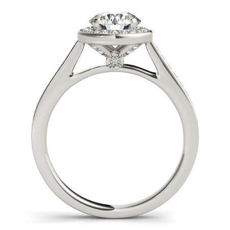 (1 1/4 cttw) Halo Round Diamond Engagement Ring - 14k White Gold