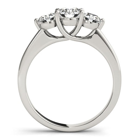 (1 cttw) Classic 3 Stone Round Diamond Engagement Ring - 14k White Gold