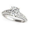 (1 1/2 cttw) Pronged Round Antique Diamond Engagement Ring - 14k White Gold