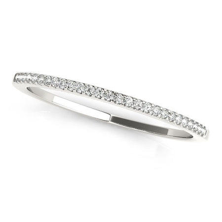 (1/10 cttw) Slim Round Pave Set Wedding Band - 14k White Gold