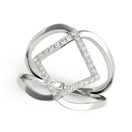 (1/5 cttw) Interlaced Design Diamond Ring - 14k White Gold