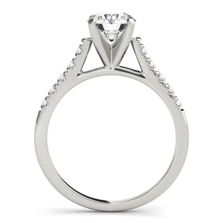 (1 1/8 cttw) Cathedral Design Diamond Engagement Ring - 14k White Gold