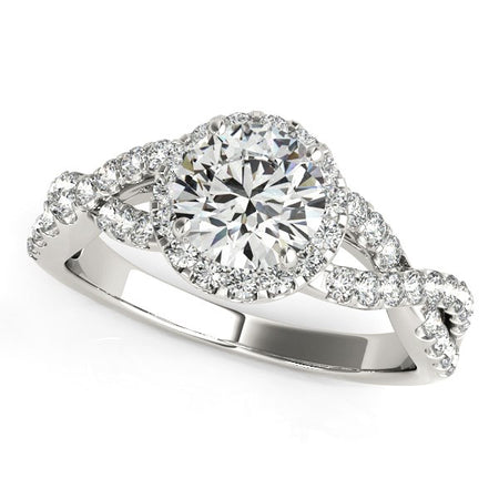 (1 1/2 cttw) Entwined Split Shank Diamond Engagement Ring - 14k White Gold