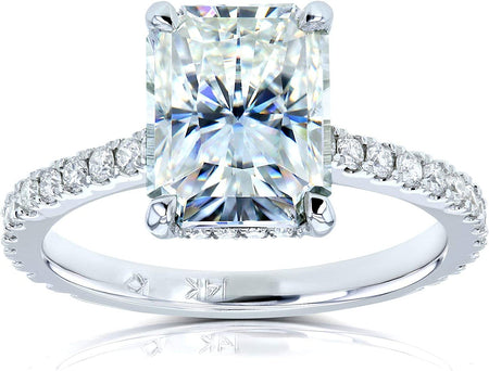 Radiant-Cut Moissanite Engagement Ring 3 1/10 CTW 14K White Gold
