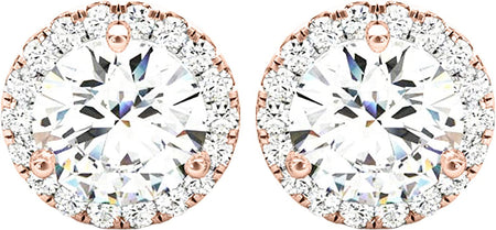 1-5 Carat round Halo Diamond Earrings 14K Gold Value Collection Push Back
