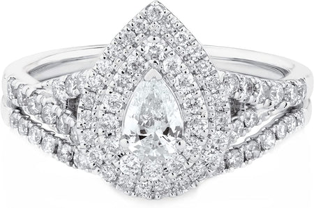 1 Carat Bridal Set Moissanite Engagement Rings for Women Platinum Plated Silver Rings Moissanite Rings