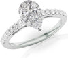 1.25 Ctw Pear Cut Classic Graduating Pave Set 14K White Gold Diamond Engagement Ring (H-I Color SI2-I1 Clarity 0.75 Ct Center)